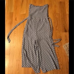 Periwinkle polka dot strapless Jumpsuit